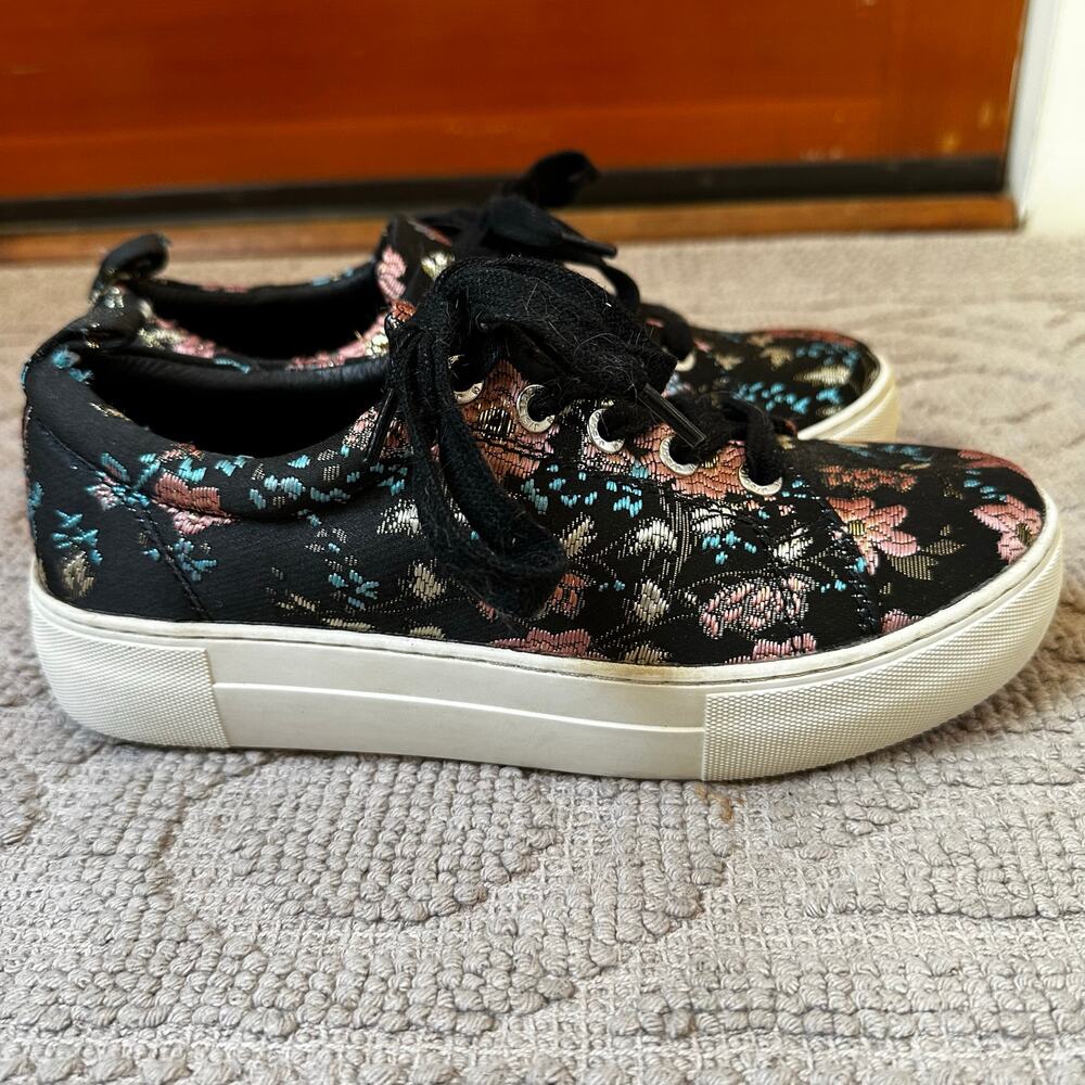 J/Slides‎ Anthropologie black floral low top platform sneakers SIZE 6